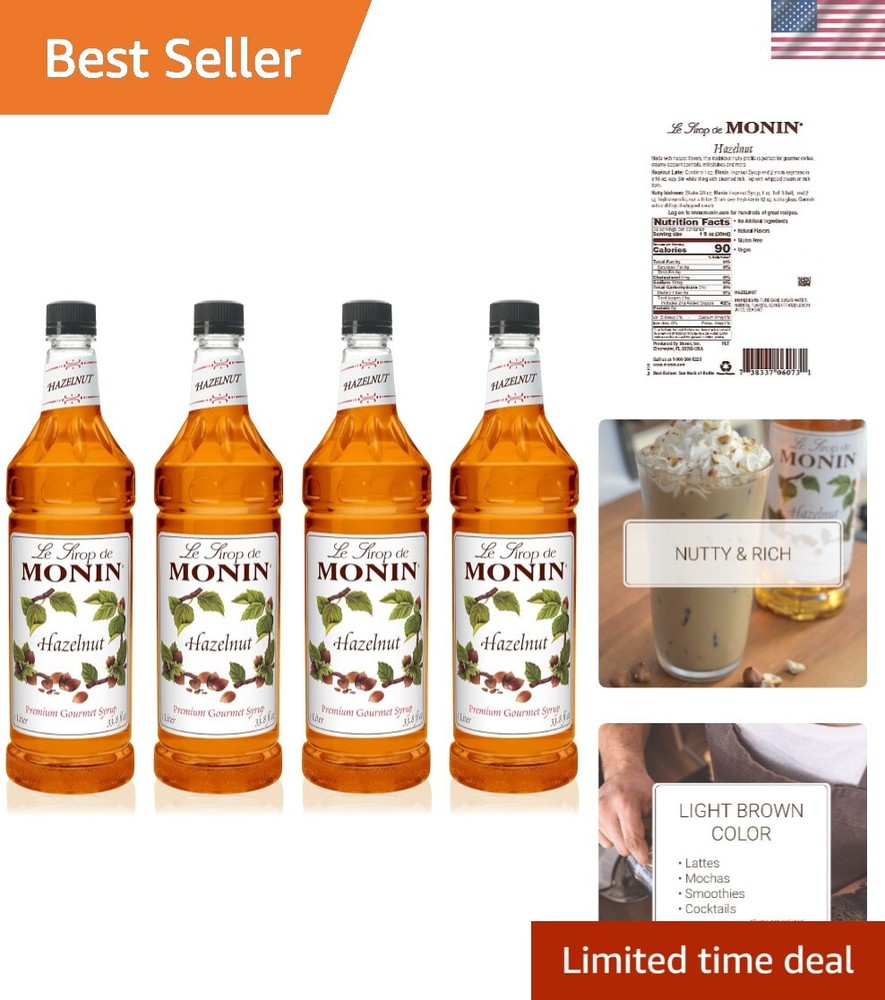 Hazelnut Syrup with Rich Caramelized Nutty Flavor, All Natural