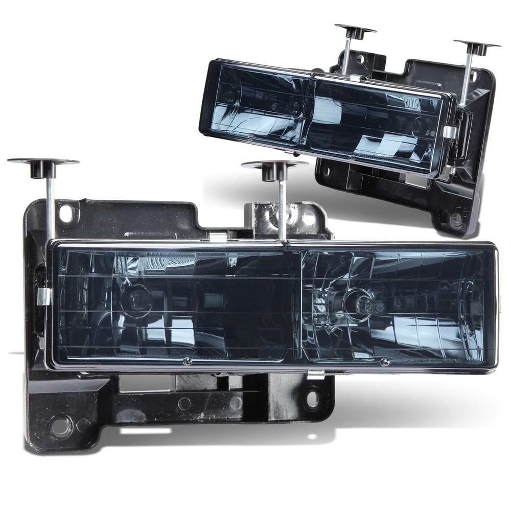 1988-1998 Chevy C/K Pickup Smoked Headlight Lamps Pair Set  