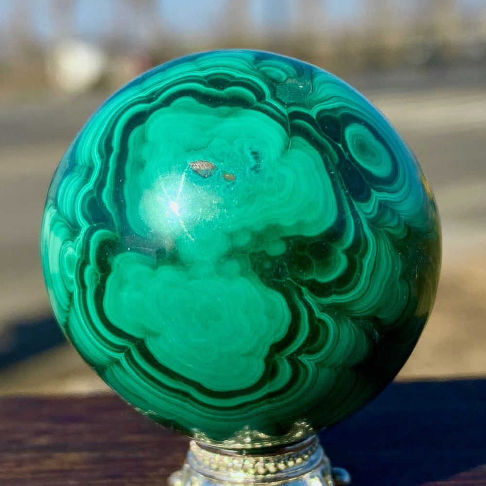 84G Natural glossy Malachite ball transparent cluster rough mineral sample