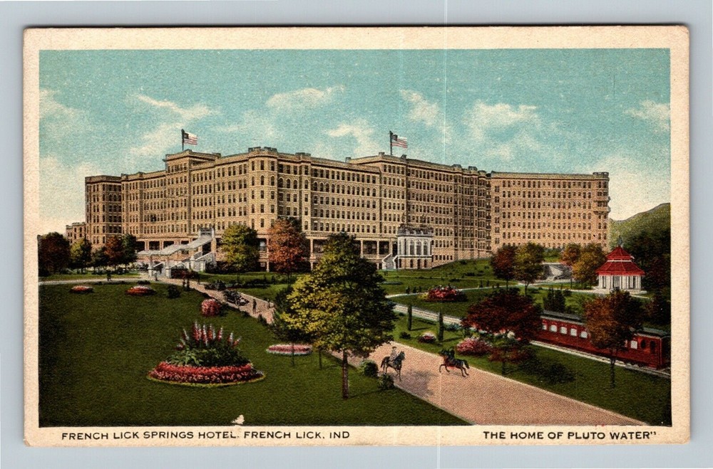 Vintage French Lick Springs Hotel Horse Riders Postcard Indiana