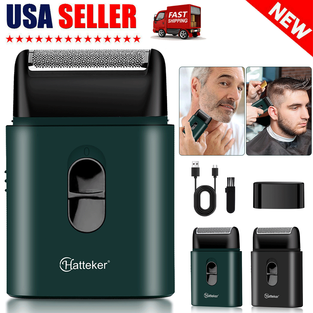Hatteker Mini Shave Portable Electric Razor For Men's USB Rechargeable Shaver BK
