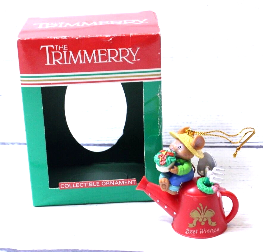 Festive Gardening Mouse Watering Can Christmas Tree Ornament