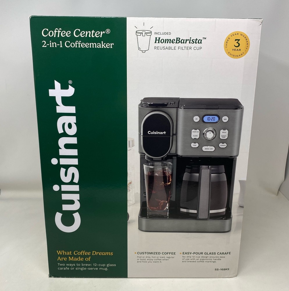 Cuisinart Coffee Center SS-16BKS 2-in-1 Coffee Maker, Black Stainless, 12-Cup