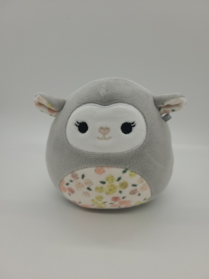 SQUISHMALLOWS 4 inch mini ELEA the lamb with gray floral tummy and ears