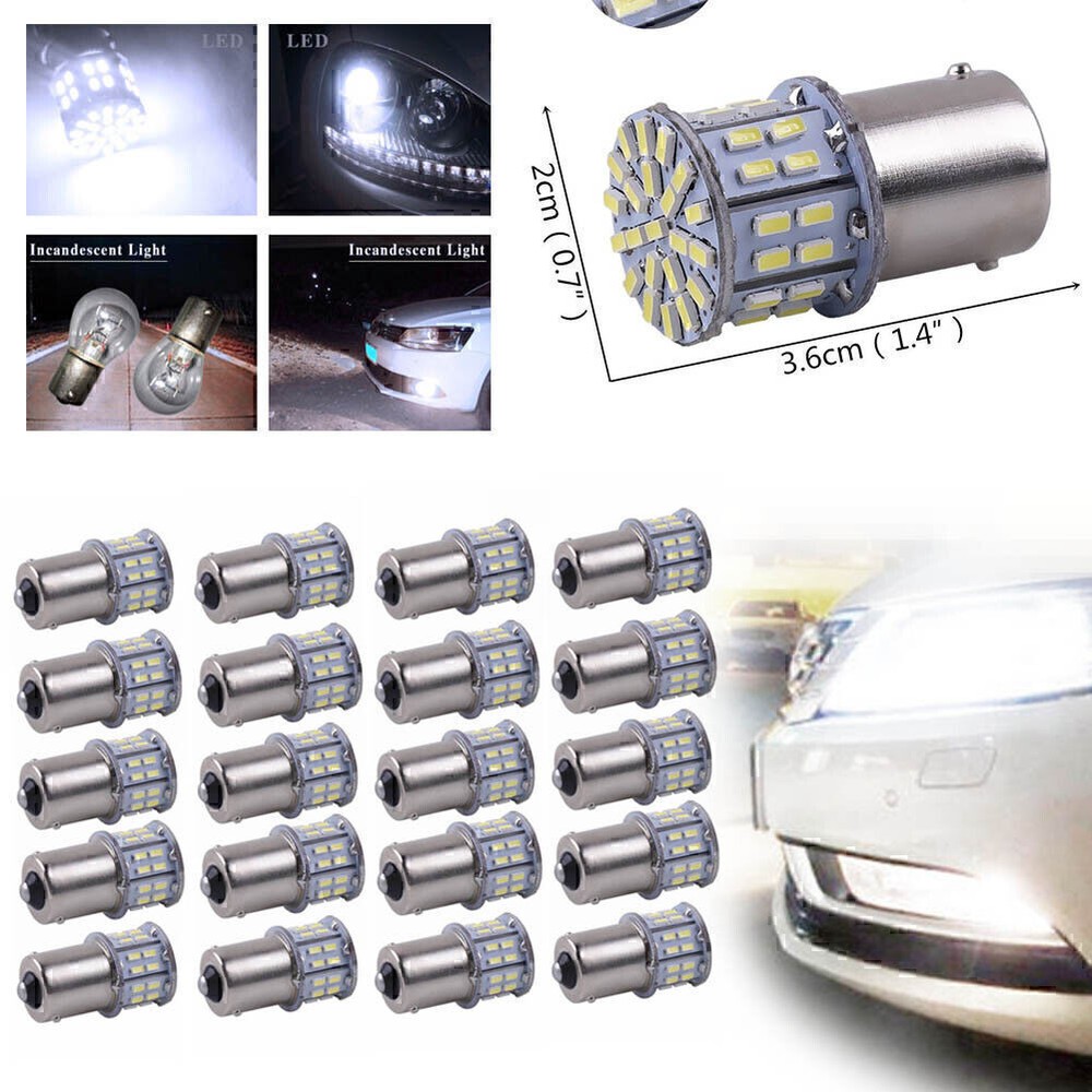 Car Tail Turn Signal 50 SMD LED Bulb Lamp Light White BA15S P21W 1156382 20PCS