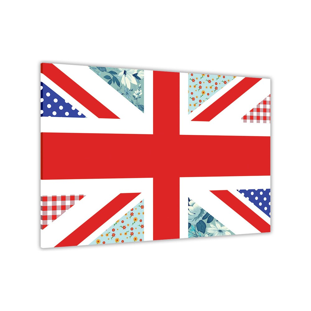 Union Jack Floral Colourful Flag Canvas Wall Art Picture Print