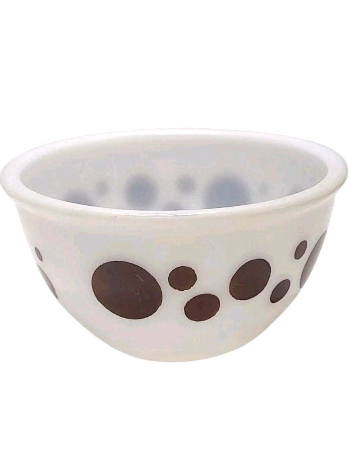 1950s Hazel Atlas Brown Dots Nesting Mixing Bowl, Retro Polkadots Kitchenware