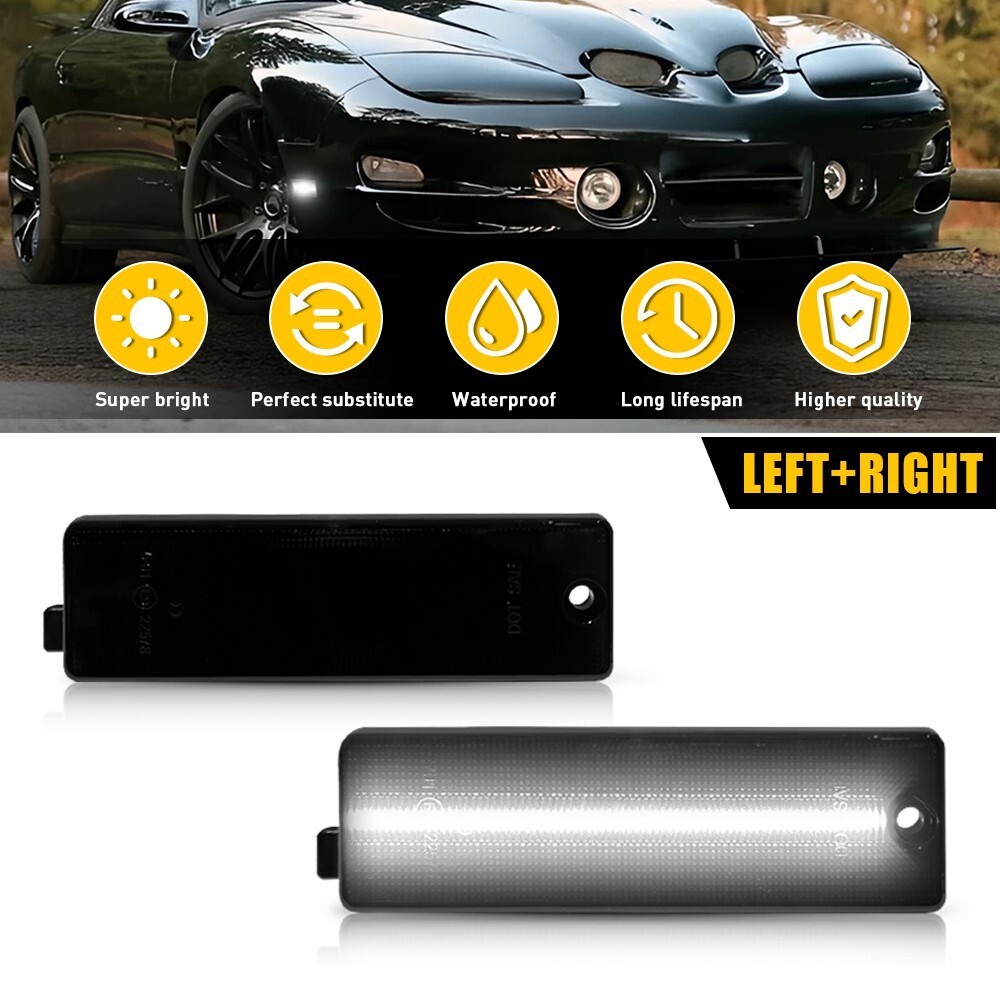 Smoked Side Marker Lights For 93-02 Chevy Pontiac Camaro Firebird  