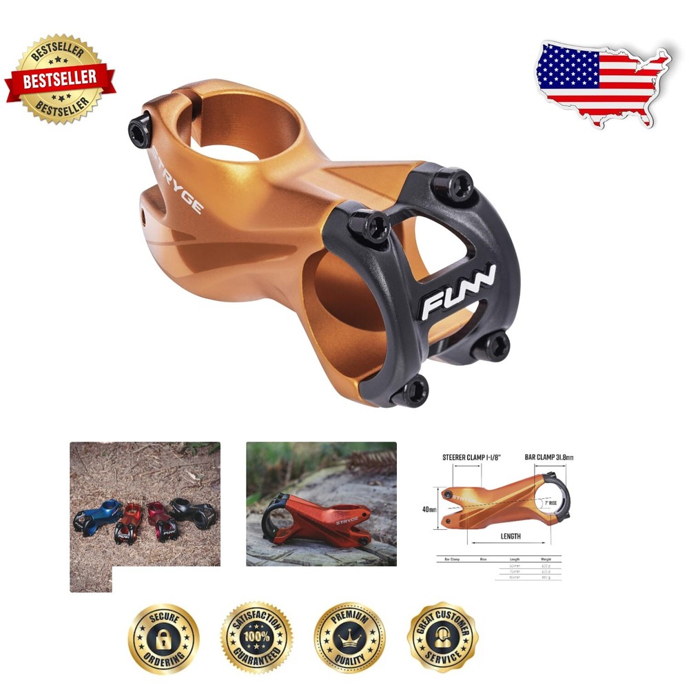 Featherweight 60mm Riser Stem with 7° Angle & 31.8mm Clamp - Sleek Orange Finish