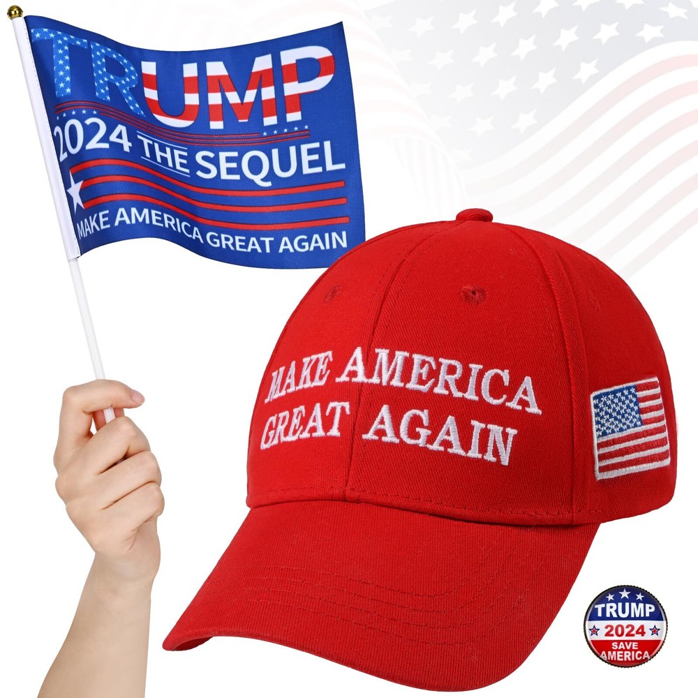 Make America Great Again Hat Set, MAGA Hat & Trump Pin, Trump Hat, Adjustable...