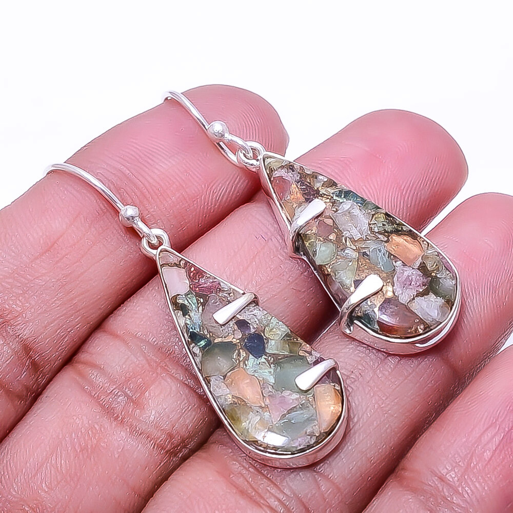 Copper Tourmaline -Brazil Designer Handmade 925 Sterling Silver Earring 1.72
