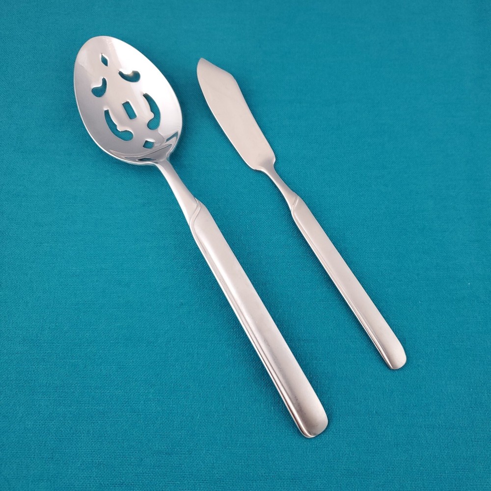JA Henckels SYNERGY Stainless ~ Pierced Serving Spoon & Butter Knife ~ Flatware