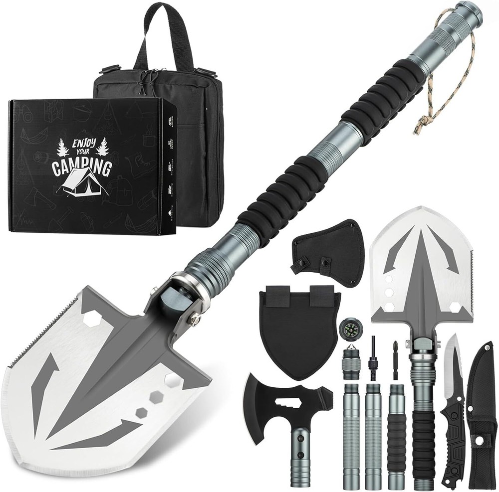 Multifunctional Survival Shovel and Camping Axe Combo – Tactical Outdoor Gear for Hiking, Camping, and Emergency Adventures