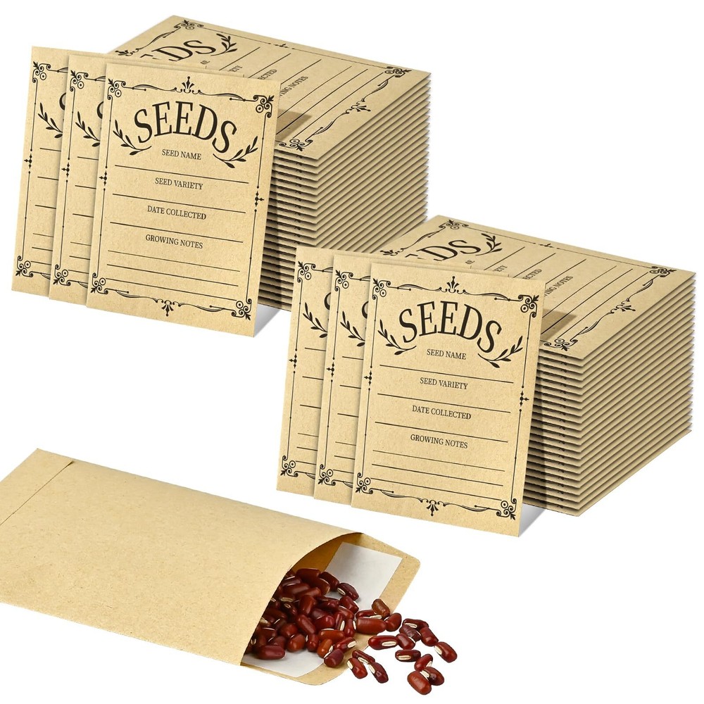 Mauproy 200 PCS Seed Envelopes, Self Adhesive Seed Packets Envelope Kraft See...