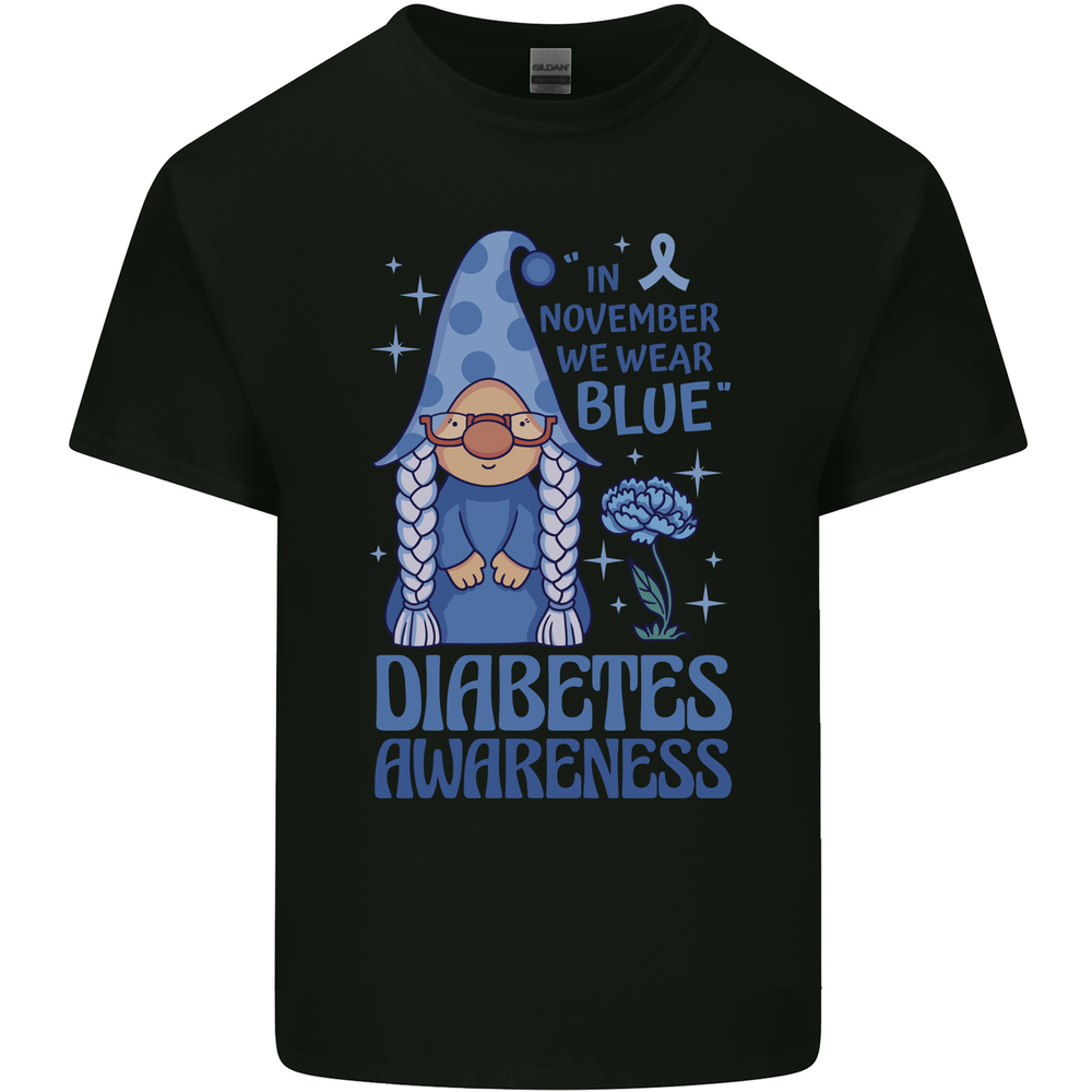 Diabetes Awareness We Wear Blue Gnome Mens Cotton T-Shirt Tee Top