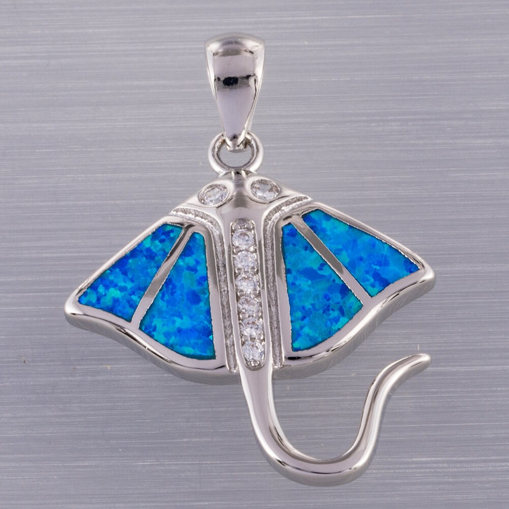 Devilfish Ocean Blue Fire Opal Silver Jewelry Necklace Pendant