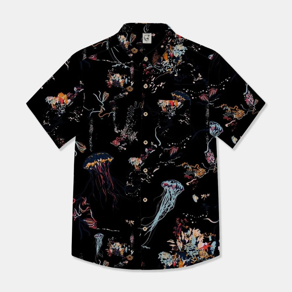 Jellyfish Drift Deep Ocean Hawaiian Shirt For Men US Size Summer Style NEW
