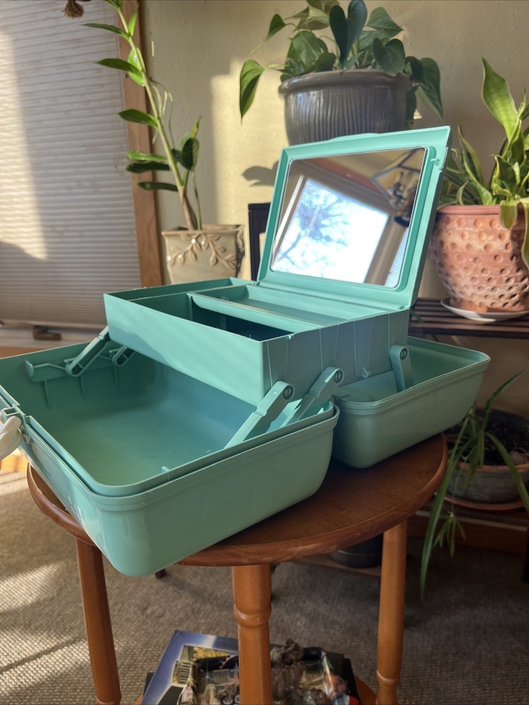 Vintage 1990s Caboodles 2 Tier w/Mirror Makeup Case Travel Organizer Tackle Box