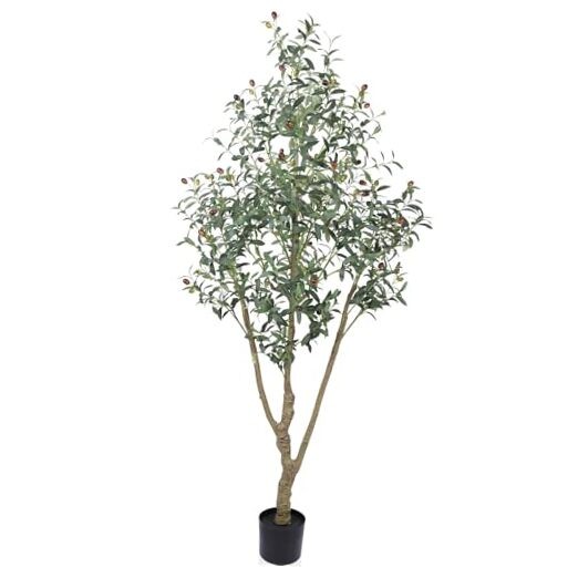 7FT Artificial Olive Tree Faux Silk Potted Plant for Home Decor
