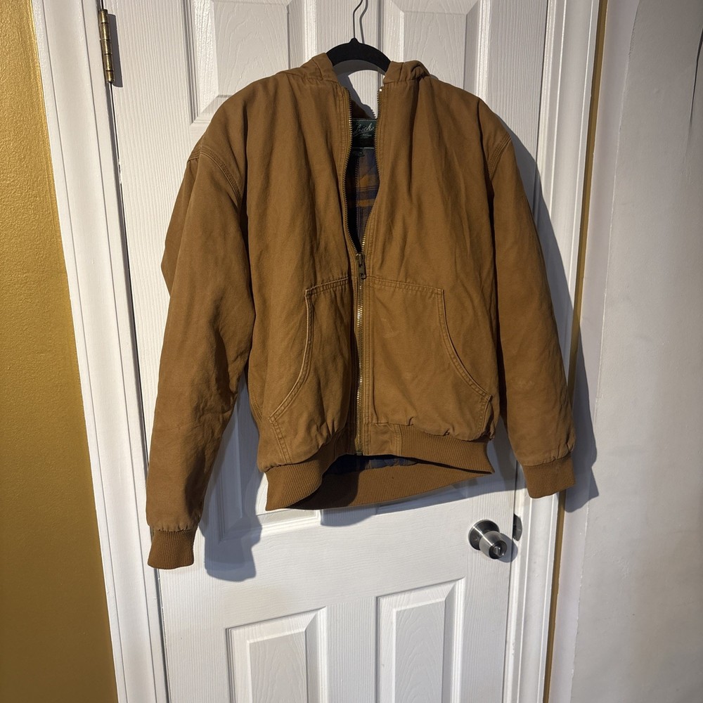 WOOLRICH GREEN LABEL COLLECTION Men’s Medium Brown Canvas Zip Work Jacket Hoodie