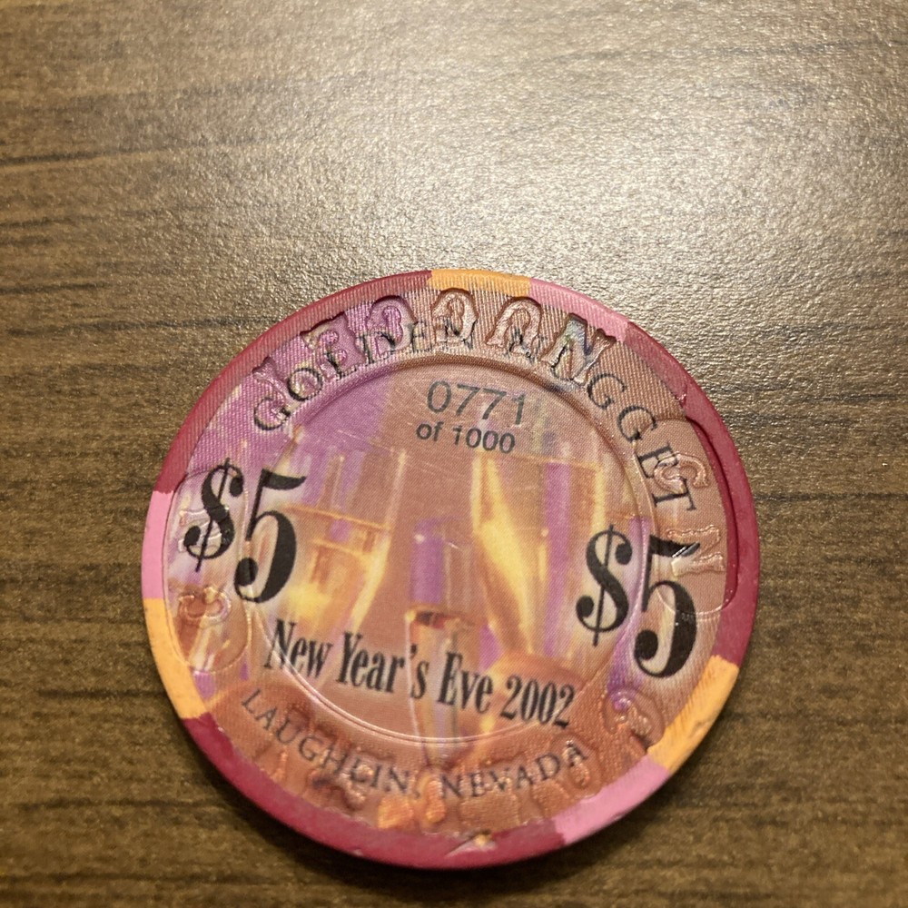 $5 golden nugget    New Years Eve 2002 laughlin nv casino chip-image