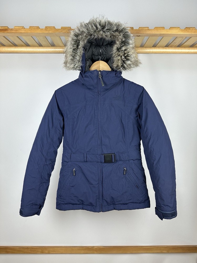 Vintage North Face Puffer Jacket S Belted Outdoor Blue Womens