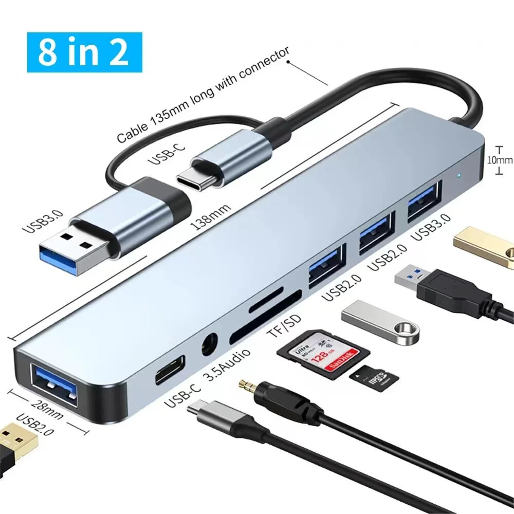 USB HUB With Reader USBC Port USB 3.0 / 2.0 Splitter Card Reader Docking Station