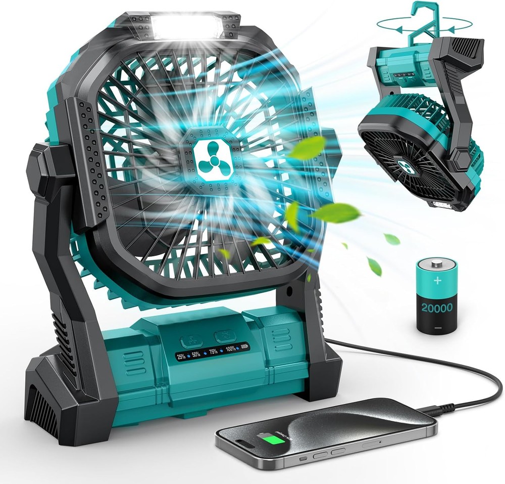 Portable Fan Rechargeable, 20000mAh Cordless Battery Powered M, Green