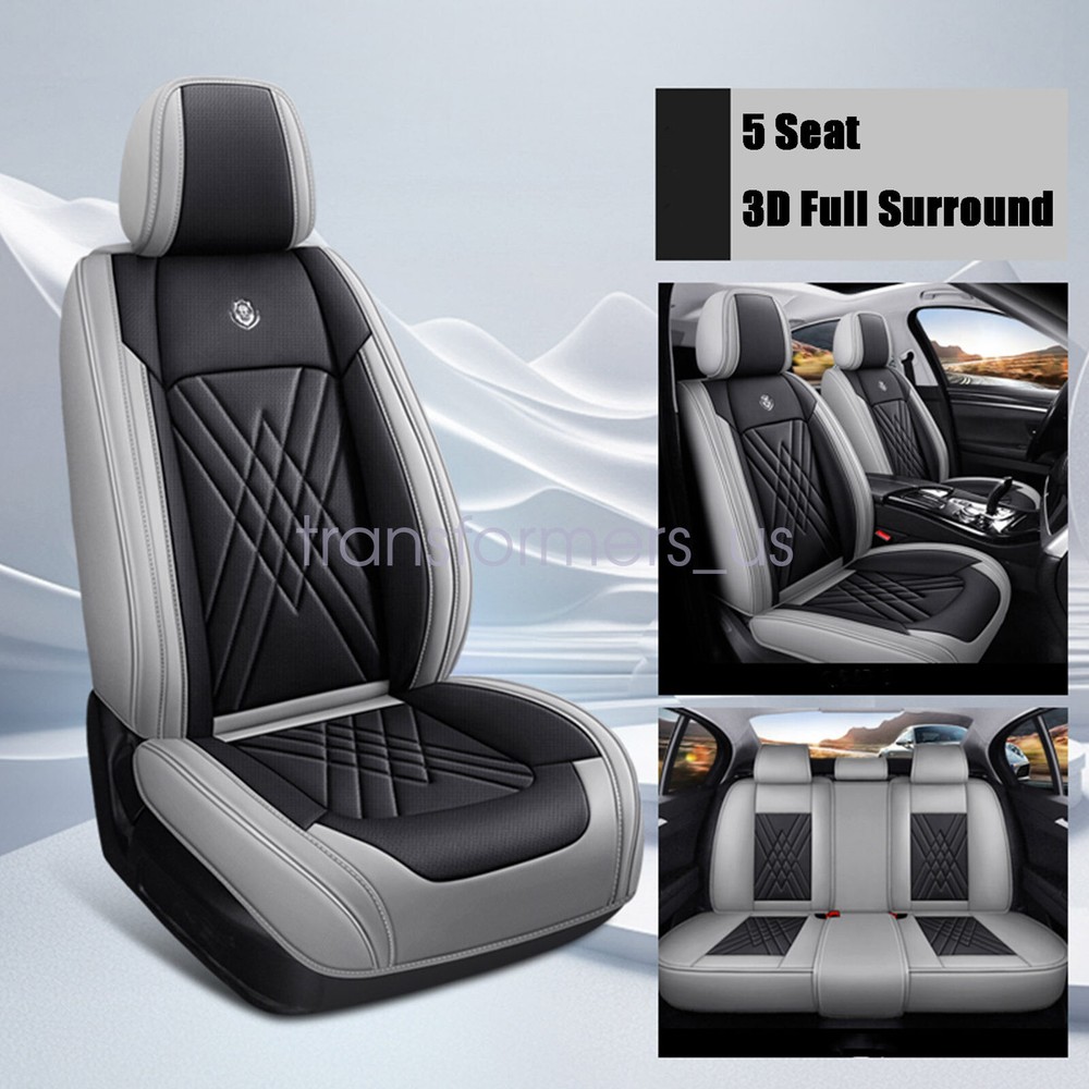 For Hyundai Tucson Accent Sonata Elantra Sedan 5Seat Cover Leather Black+Gray