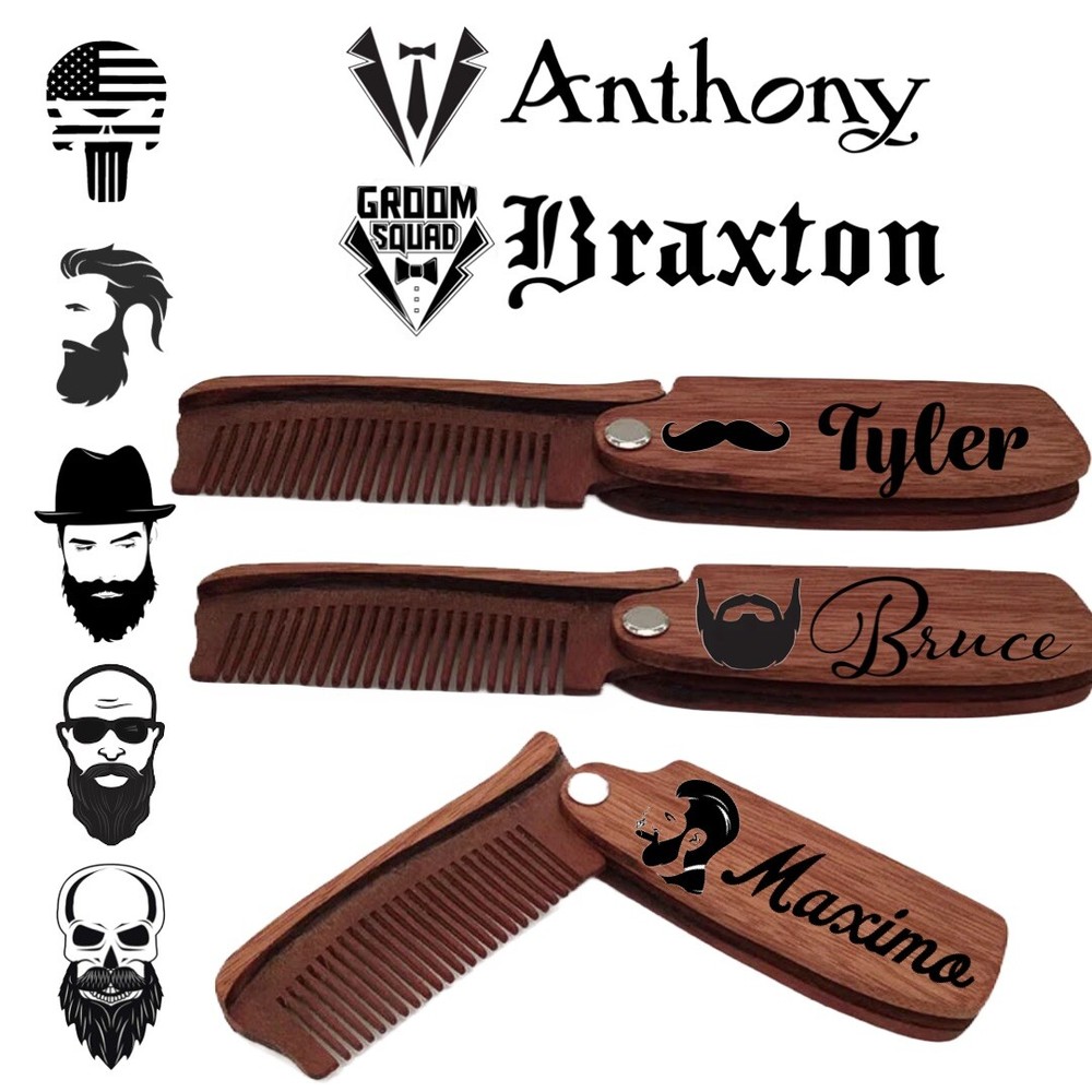 Fathers Day Gifts Husband Brother Personalized Engraved Wood Beard Hair Comb-image