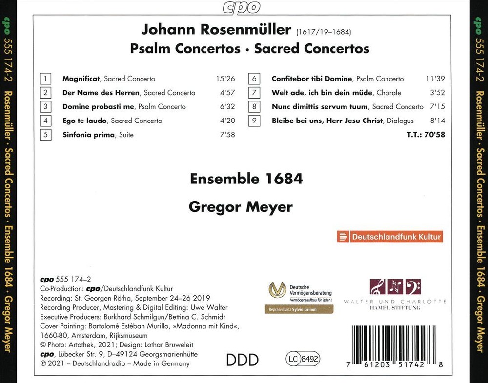 Gregor Meyer Conducts Rosenmüller: Magnificat & Sacred Concertos – Ensemble 1684