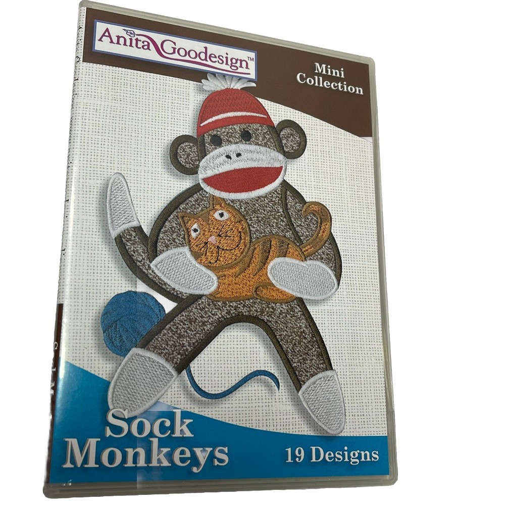 Anita Goodesign Machine Embroidery CD Mini Collection Sock Monkeys 19 Designs