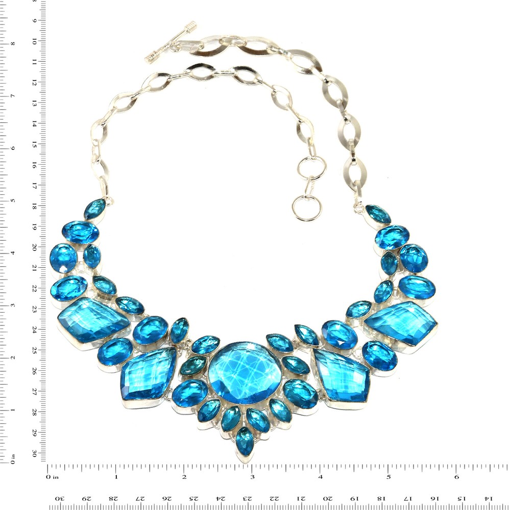 Swiss Blue Quartz Friendship Necklace 16-18 Inch Adjustable Gemstone Jewelry