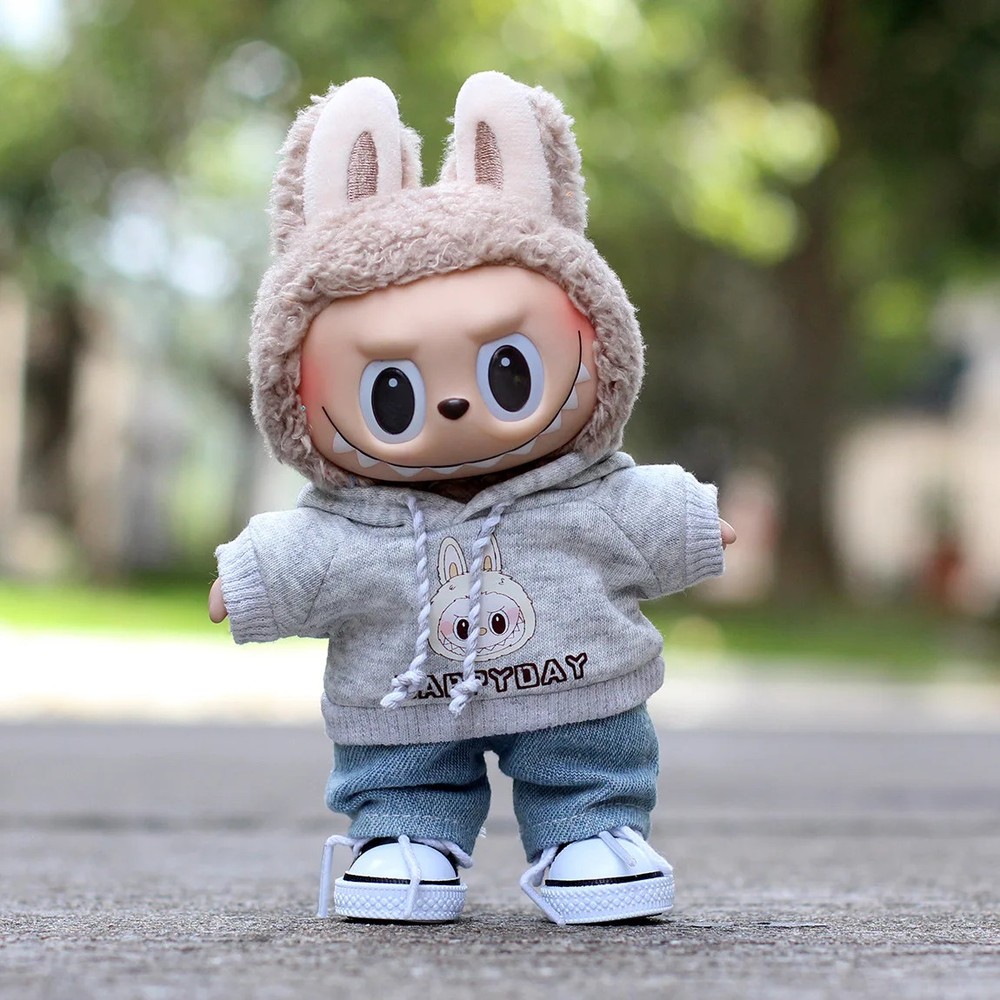 17cm Labubu Doll Hoodie & Jeans Outfit for IDOL Series Figures