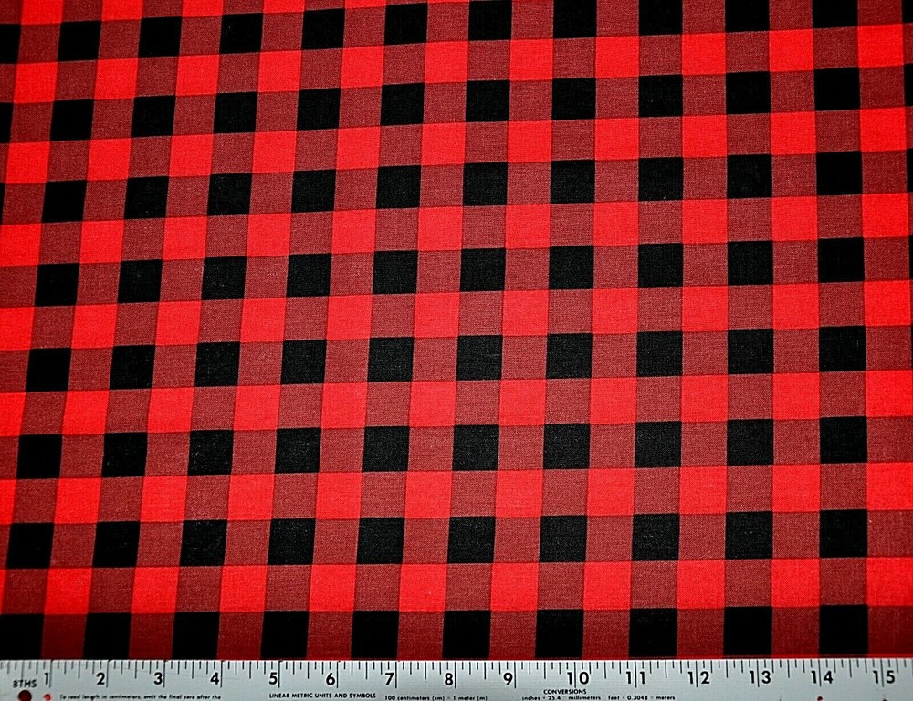 BTY 3/4 Red Black Buffalo Check Gingham 100 Cotton Fabric for Face Mask 44x36 Inches  