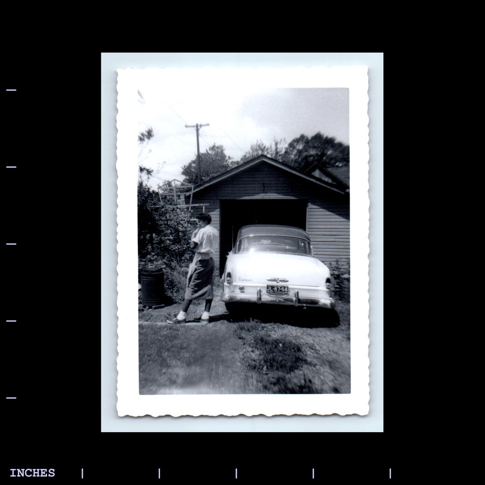 Old Vintage Photo WOMAN CLASSIC CAR MICHIGAN LICENSE PLATE 1954 PLYMOUHT SAVOY