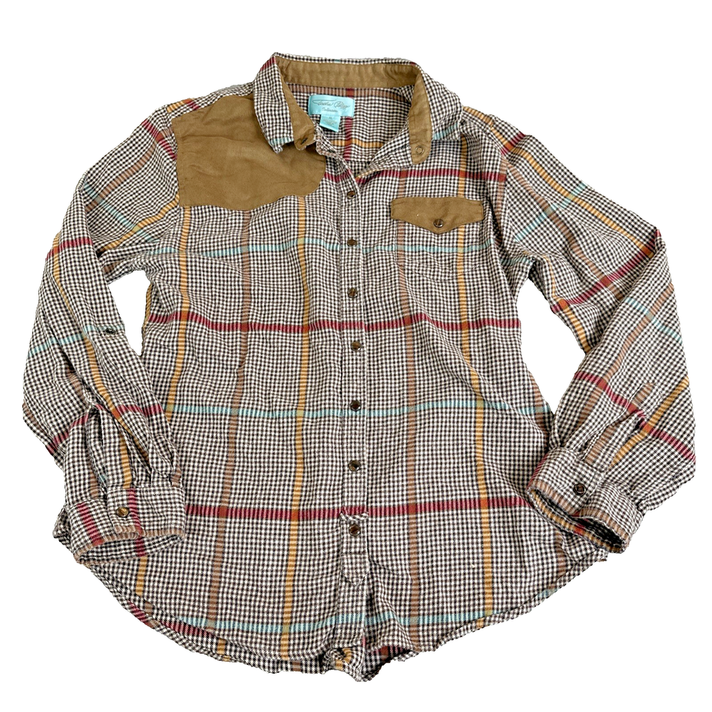 Tasha Polizzi Roll Tab Sleeve Pearl Snap Plaid Western Shirt. Women's Size XL