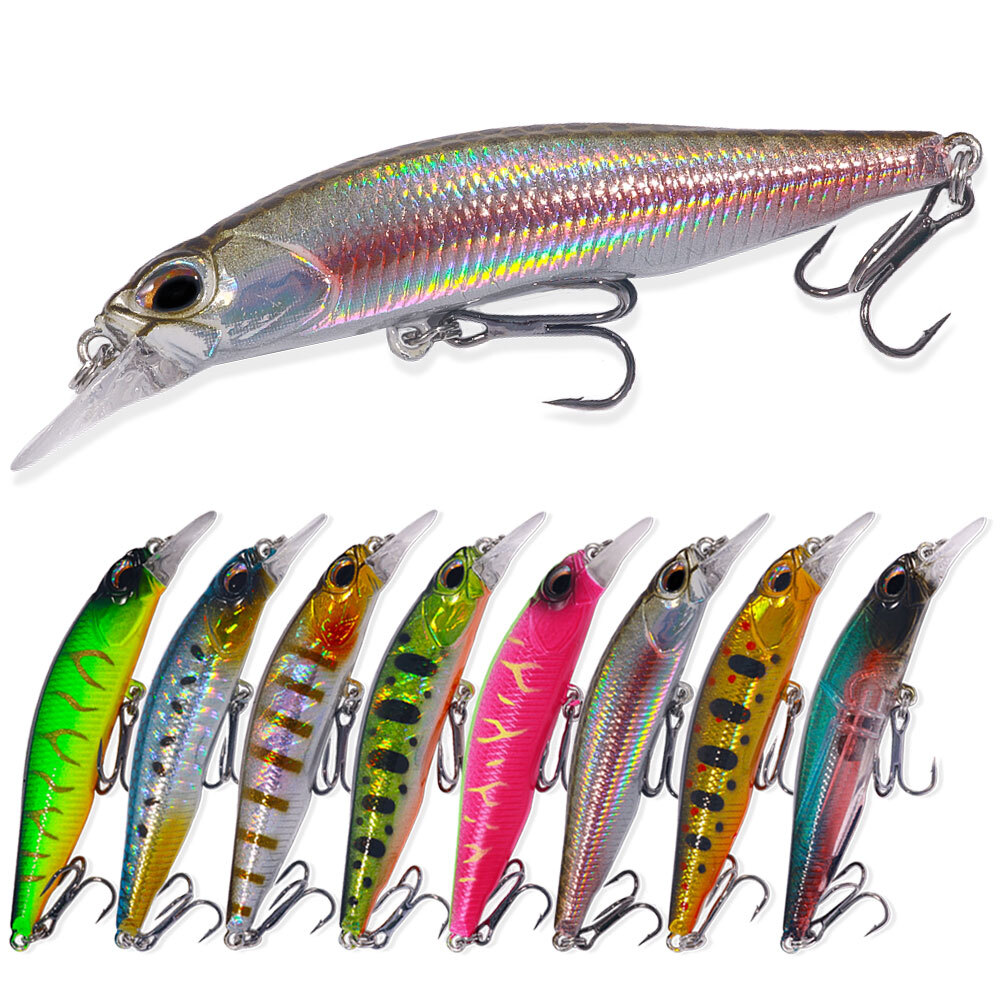 8PCS Lot Fish Bait 7.5cm/5.1g Minnow Fishing Lure Hook Tackle Hard Crankbait Set