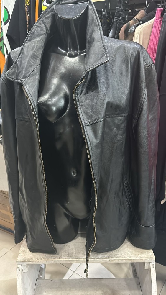 Vintage Black Leather Jacket for Women Size 56 by LLD222