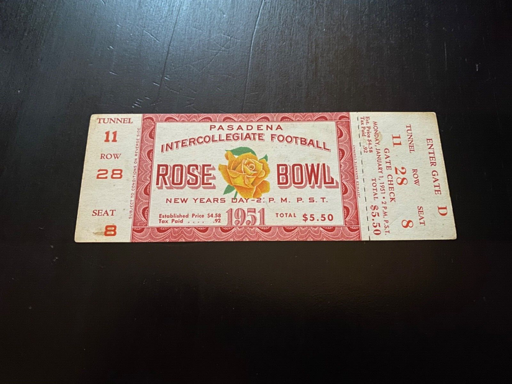 1951 Michigan Wolverines vs Cal Bears Rose Bowl Unused Ticket Not a Stub #2-image