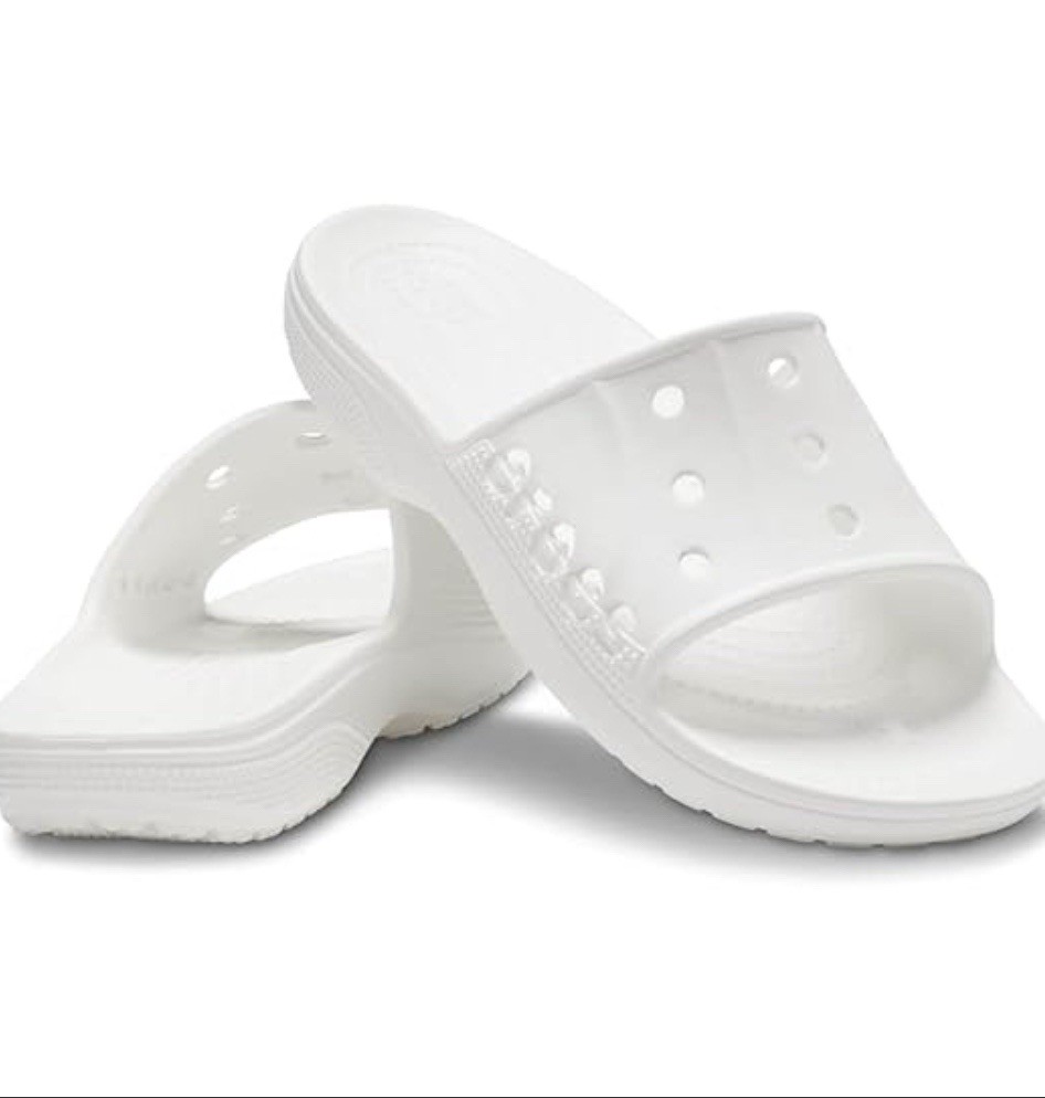 Crocs Classic Unisex White Slides Sandals Size Men’s 6 Women’s 8