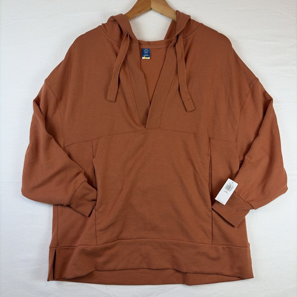 Old Navy Womens Oversized Sweatshirt French Terry Rust Color Hoodie S Petite NWT