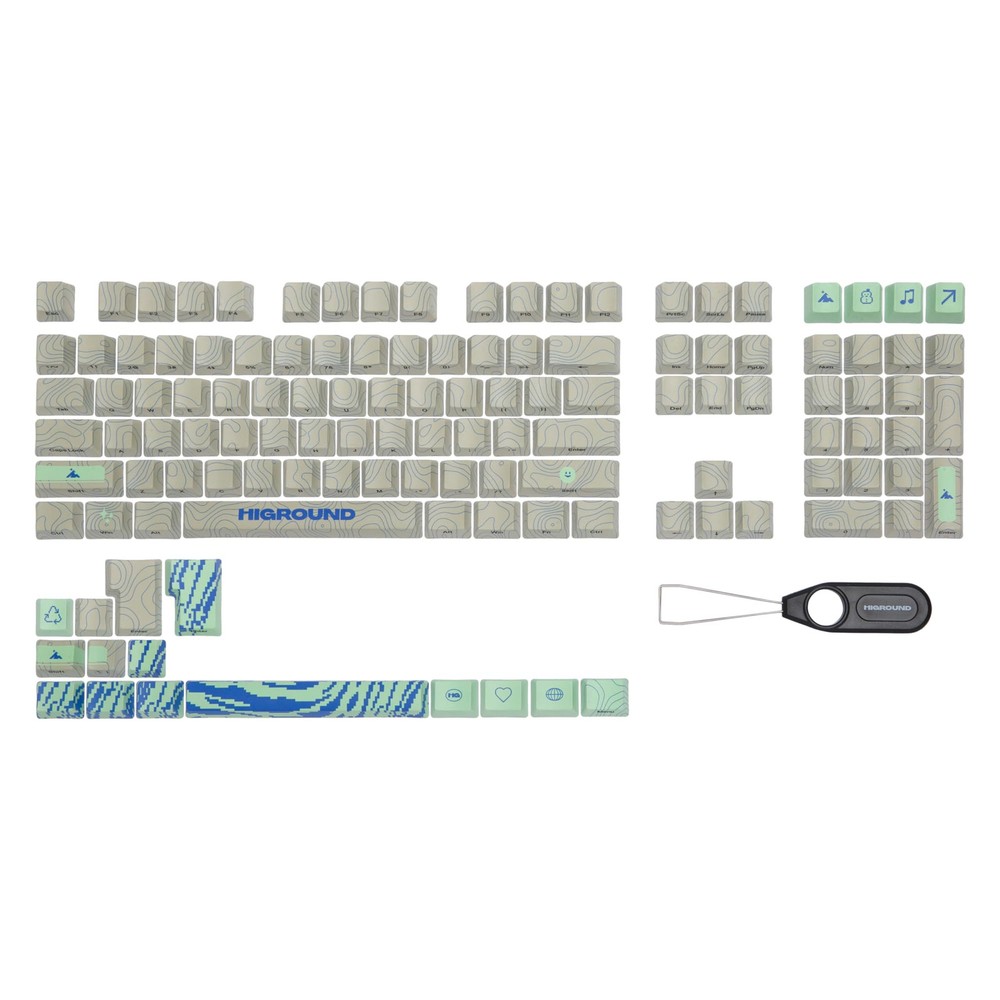 Seafoam Topograph PBT Dye-Sub Keycaps for Mechanical Gaming Keyboards Full Set
