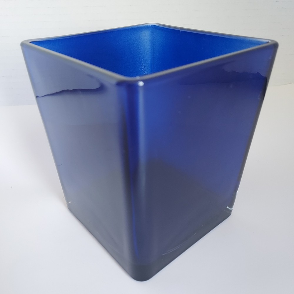 Cobalt Blue Square Glass Vase Planter for Teleflora 4.75-inch Cube Made in Poland