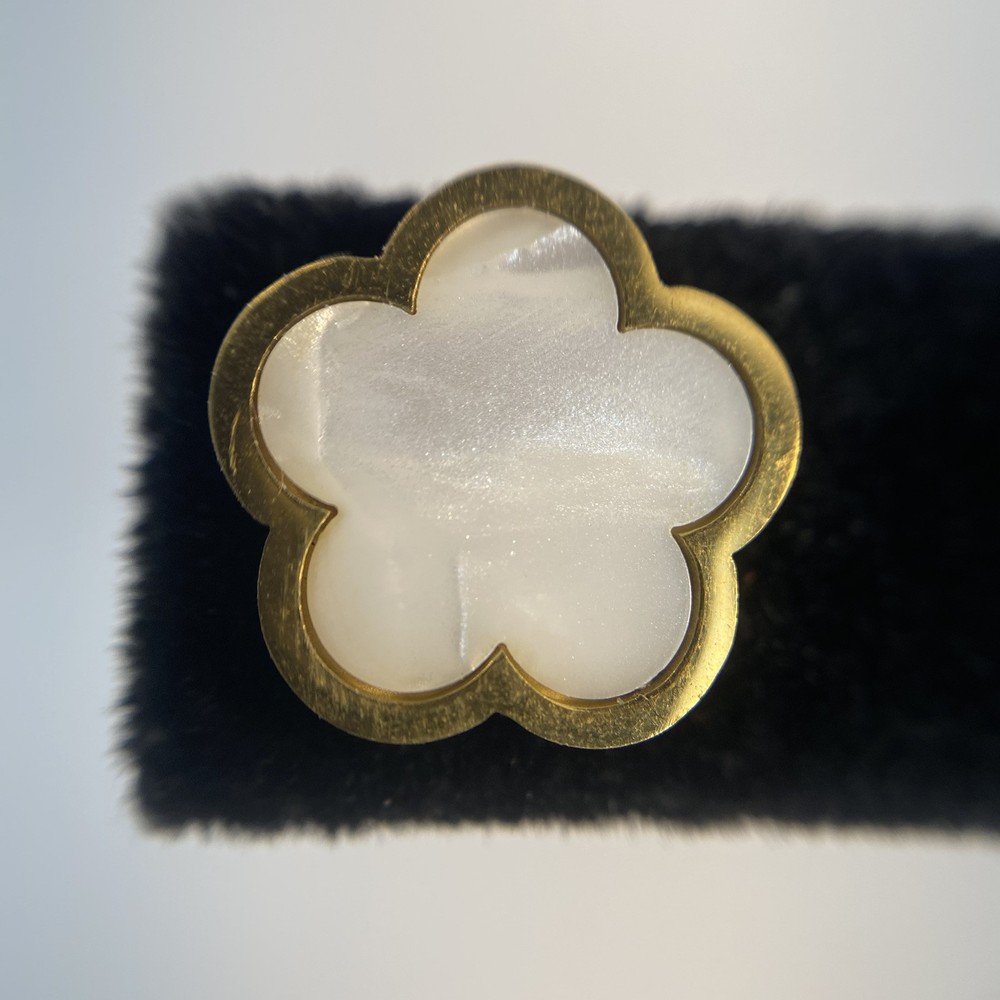 Gold Plated Surgical Steel Shell Flower Stud Earrings for Women Teens Cloud Whimsy Design