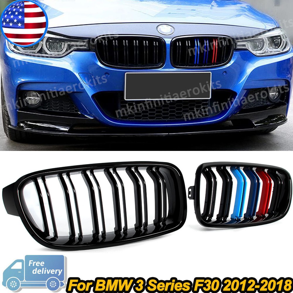 Front Kidney Grille Grills Dual-slat For 2012-2018 BMW F30 328i 335i M Color