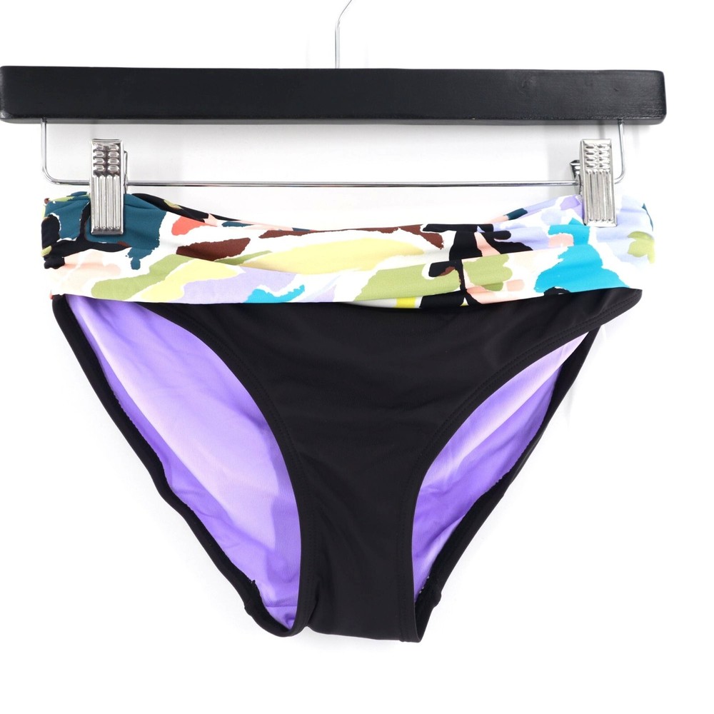 Anne Cole Camo Fold Over Bikini Bottom Womens S Black Swim Separates Resort Pool