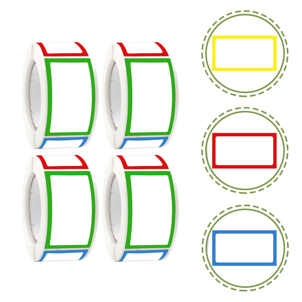 4 Rolls Adhesive Color Blank Stickers Organizing Classifying