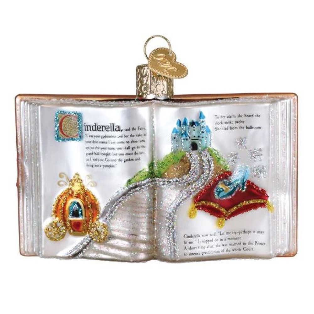 Old World Christmas Blown Glass Ornament for Christmas Tree, Cinderella Book