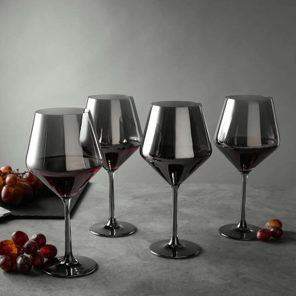 4-Piece Angled Crystal Wine Glass Set for Dinner Parties & Everyday Use